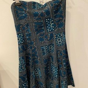 A Line Paisley Strapless Dress for middle school high school
